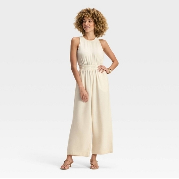 a new day Pants - A New Day Women's Modern Gauze Jumpsuit Cream